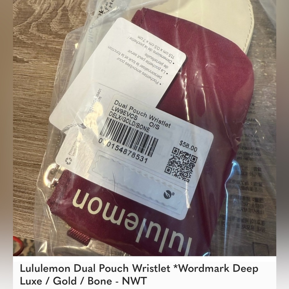 Lululemon Dual Pouch Wristlet- Deep Luxe/Gold/Bone NWT - Picture 8 of 10